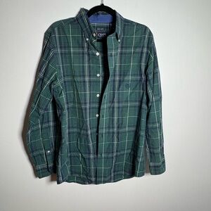 Chaps Men's Casual Green Plaid Shirt